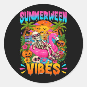 Adesivo Vibrações de Halloween de Verão Esqueleto de Verão