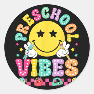 Adesivo Vibrações de pré-escola sorriso rosto de volta à e