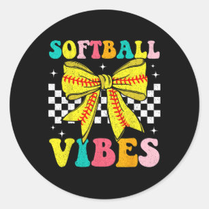 Adesivo Vibrações de Softball Coquette Bow Dia de Jogo de 