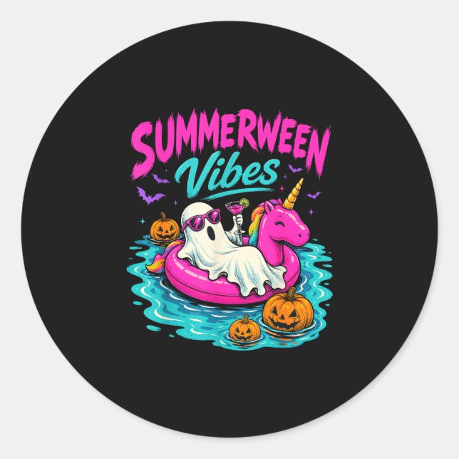 Adesivo Vibrações de Summerween fantasma assustador unicór (Frente)