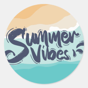 Adesivo vibrações de verão colorido vintage praia