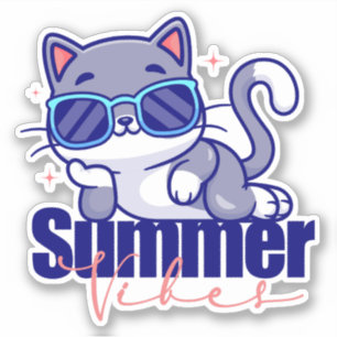 Adesivo Vibrações de Verão do Gato Legal