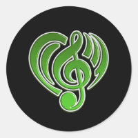 Vibrações Musical Love Green Heart Music Note DJ