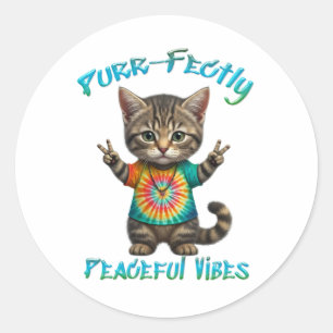 Adesivo Vibrações Pacíficas de Gatinho Boho Hippie
