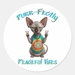 Adesivo Vibrações Pacíficas de Gatinho Boho Hippie