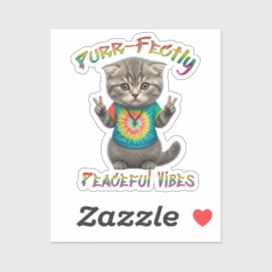 Adesivo Vibrações Pacíficas de Gatinho Boho Hippie