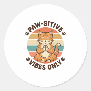 Adesivo Vibrações Positivas Apenas Gato Meditando Design R