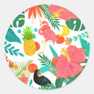 Adesivo Vibrações Tropicais Folhas Florais Festa de Luau d