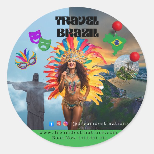 Adesivo Vibrant Brazilian Carnival Design Travel Agency (Frente)