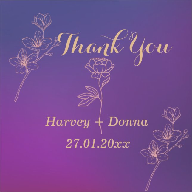 Adesivo Vibrant Magenta Purple Obrigado Casamento (Frente)