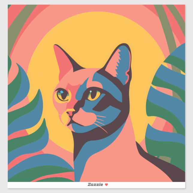Adesivo Vibrant Pop Art Cat Portrait (Folha)