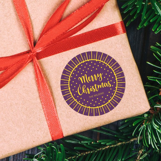 Adesivo Vibrant Purple Starburst Script Feliz Natal (Criador carregado)
