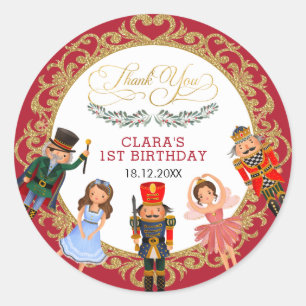 Adesivo Vibrant Red Dourado Nutcracker Holiday Aniversári