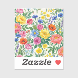 Adesivo Vibrant Wildflower Meadow Botanical Garden Print