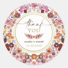 Adesivo Vibrant Wildflower Meadow Wedding Obrigado