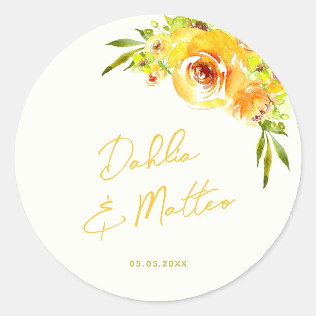 Adesivo Vibrant Yellow Green Floral Summer Custom Wedding (Frente)