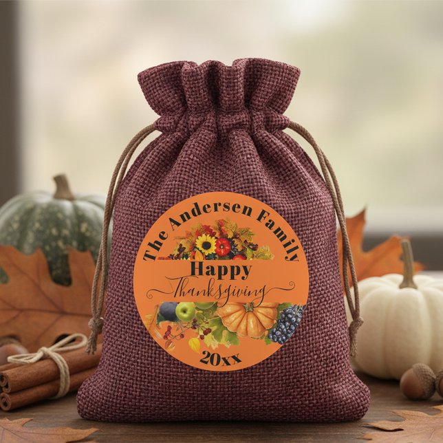 Adesivo Vibrante Cornucópia de Ação de Graças Familiar Lar (Criador carregado)