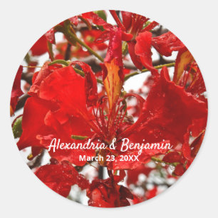 Adesivo Vibrante Floral Vermelho Personalizado Natureza