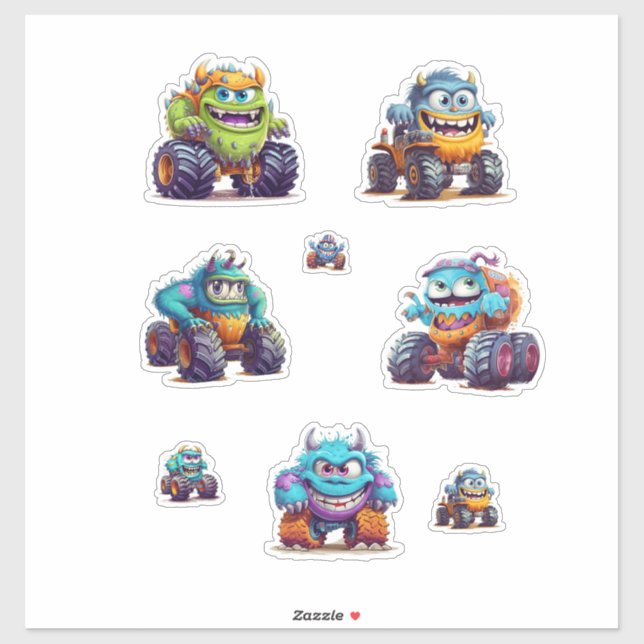 Adesivo Vibrante Monster Truck Stickers (Folha)