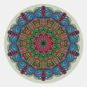 Adesivo Vibrante Padrão Floral e Geométrico de Mandala