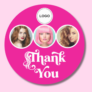 Adesivo Vibrante Rosa 3 Foto Logotipo de Cabelereiro Obrig