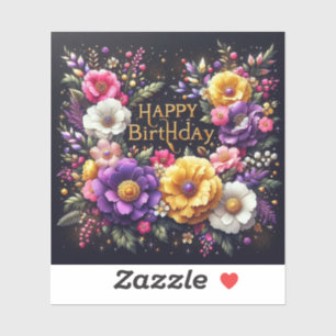 Adesivo Vibrante Vibrante Black Floral Birthday