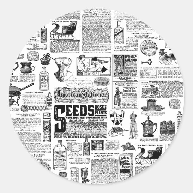 Adesivo victorian catalog black white antique toile (Frente)