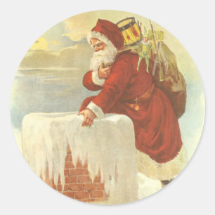 Adesivo Victorian Papai Noel do natal vintage na chaminé