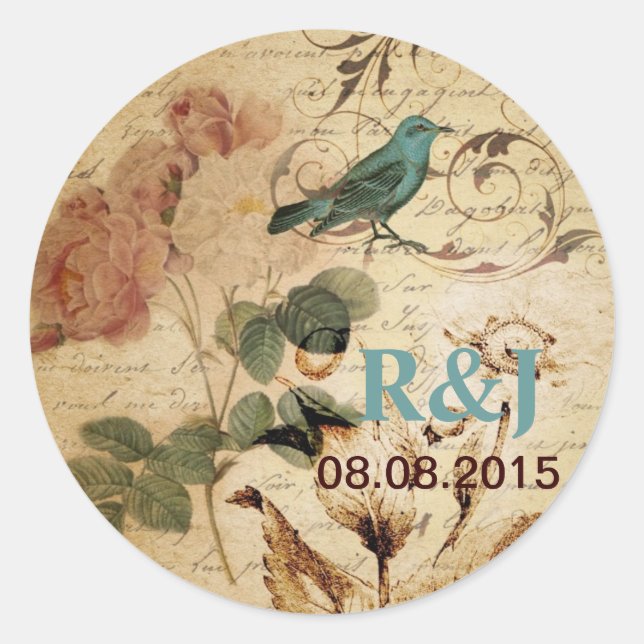 Adesivo Victorian Rosa Paris Scripts french bird botanic (Frente)