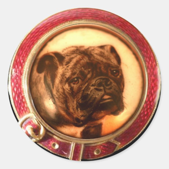 Adesivo VICTORIANO MINIATURE DOG PORTRAITS Buldog (Frente)