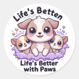 Adesivo Vida de Cachorrinho Fofo é Melhor com Design de Pa