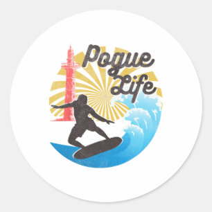 Adesivo Vida de Surf Pogue Praia Van Luz Casas Retro Di