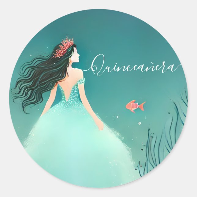 Adesivo Vida Dos Peixes Do Oceano Água Sob O Mar Quinceane (Frente)