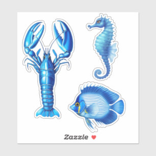 Adesivo Vida marinha / Sealife - Lagosta, Cavalo-do-mar e 