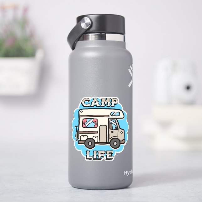 Adesivo Vida no Acampamento | Camper Retrô (HidroFlask)