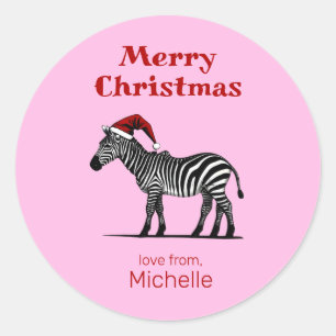 Adesivo Vida selvagem Safari Animal Zebra Santa Hat Natal