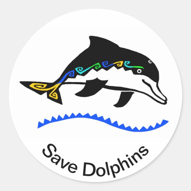 Adesivo Vida Selvagem - Save DOLPHINS - Nature - Ocean Blu (Frente)