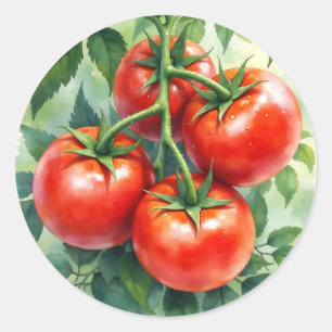 Adesivo Videira de Tomate Maduro Aquarela Fresca