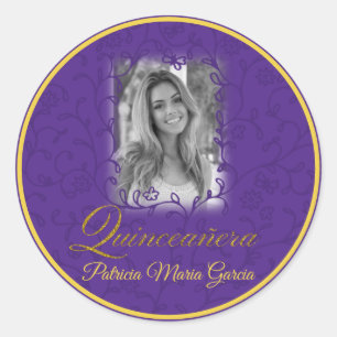Adesivo Videiras florais do quinceañera da foto do roxo