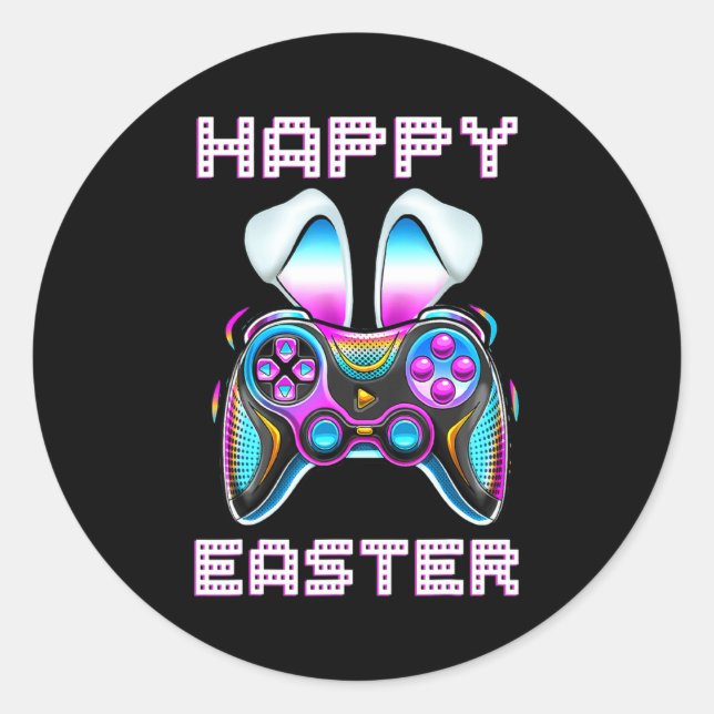 Adesivo Video Game Easter Bunny Gaming Controller Gamer Bo (Frente)