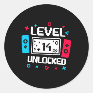 Adesivo Vídeo Gamer 14 Birthday Gift de Nível 14 desbloque