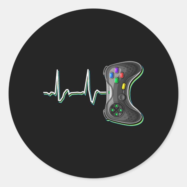 Adesivo Video Gamer Heartbeat Video Game Controller Gift K (Frente)