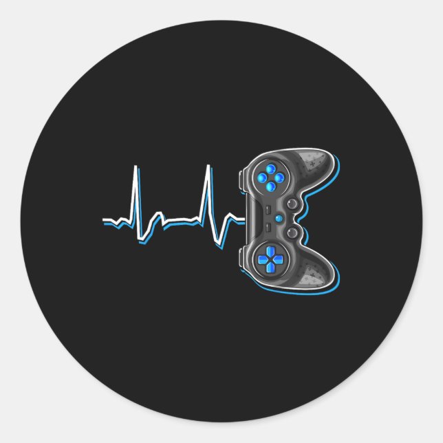 Adesivo Video Gamer Heartbeat Video Game Controller Gift K (Frente)