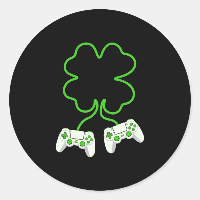 Adesivo Video Gamer St Patricks Day Clover With Controller (Frente)