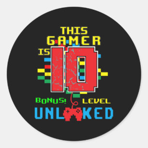 Adesivo Vídeo Jogo de Camisa do 10º aniversário Desbloquea