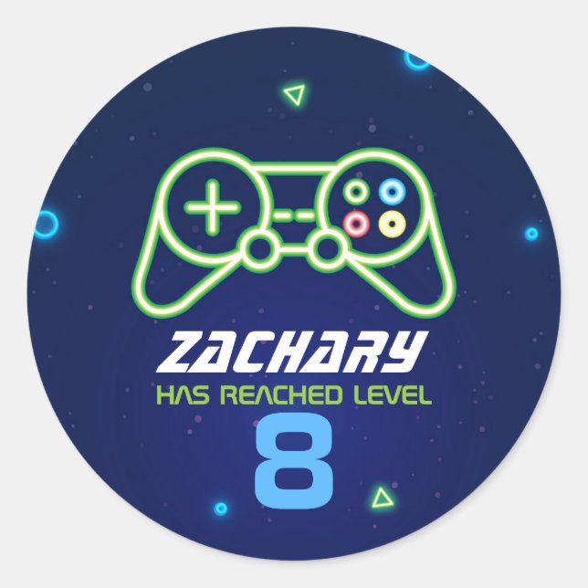 Adesivo Vídeo Neon Video Game Arcade Festa de aniversário  (Frente)