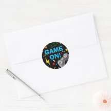 Videogame Round Sticker para Aniversário do Decor