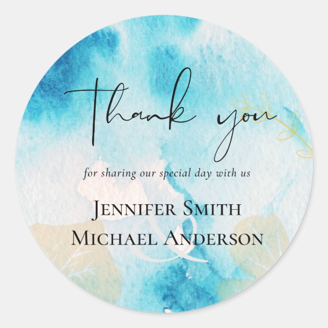 Adesivo Vidro do Mar ORÇAMENTAL Formas de Aquarela Casamen (Frente)