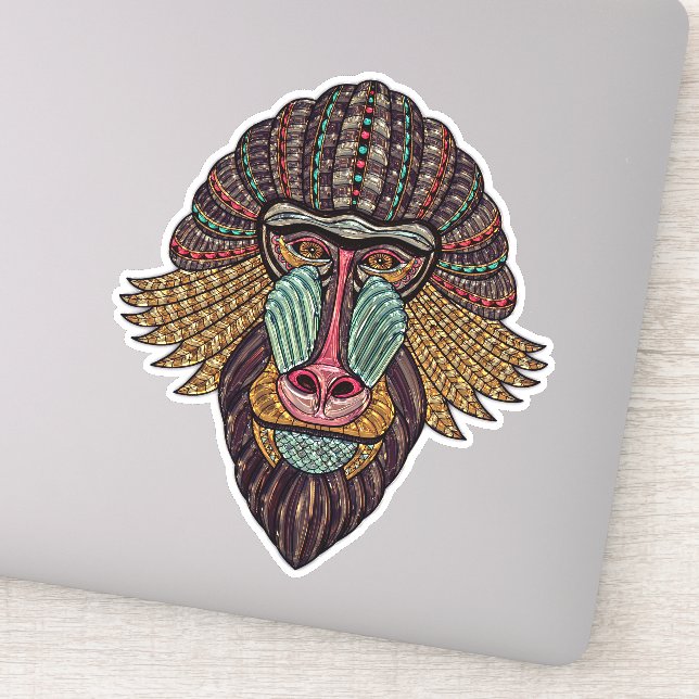 Adesivo Vidro escondido parece obra de arte africana anima (Detalhe)