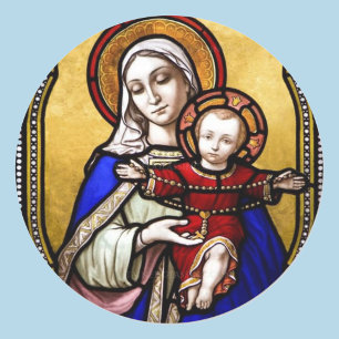 Adesivo Vidro Estido Mary Jovem Jesus Envelope Selo